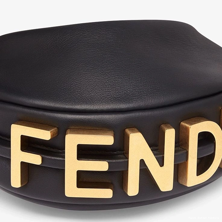 Affordable HOT Leather Black Fendi Calf Hobo Bag Nano Fendigraphy In 0816